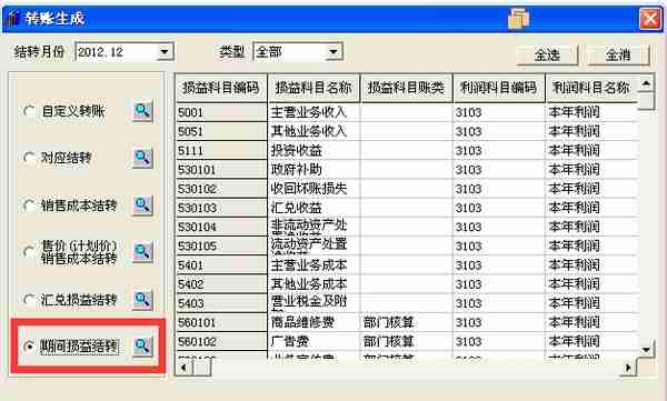 T3标准版软件期间损益结转设置流程