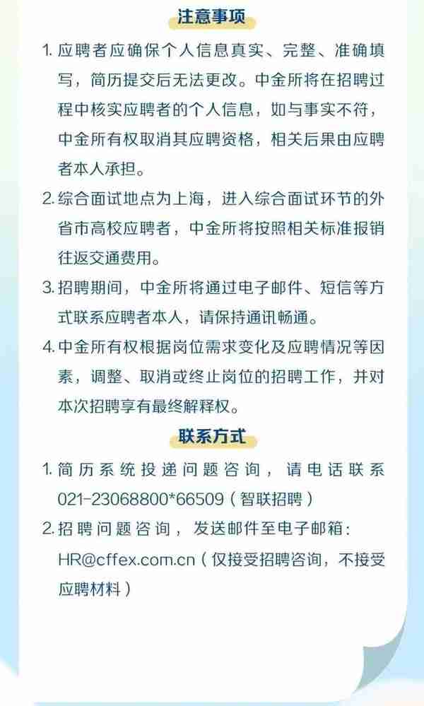 中国金融期货交易所招聘2023年应届毕业生、博士后，12月18日前报名