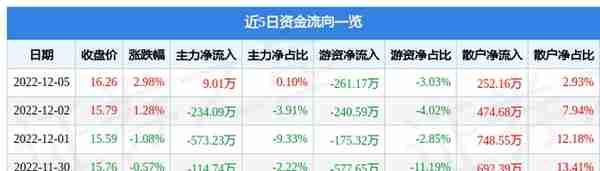 九鼎投资（600053）12月5日主力资金净买入9.01万元