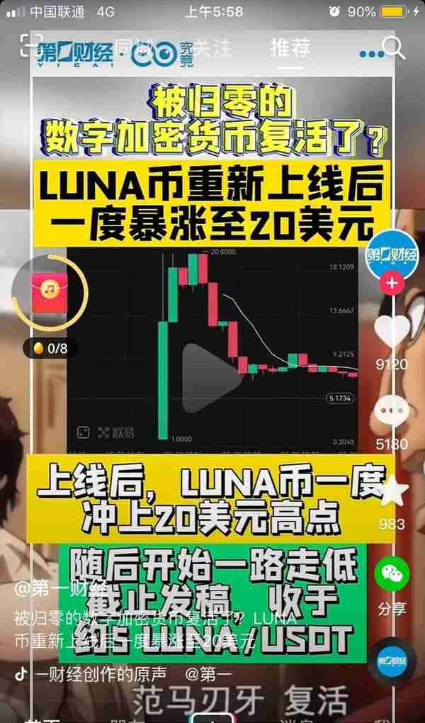 LUNA币重新上线后一度暴涨至20美元？