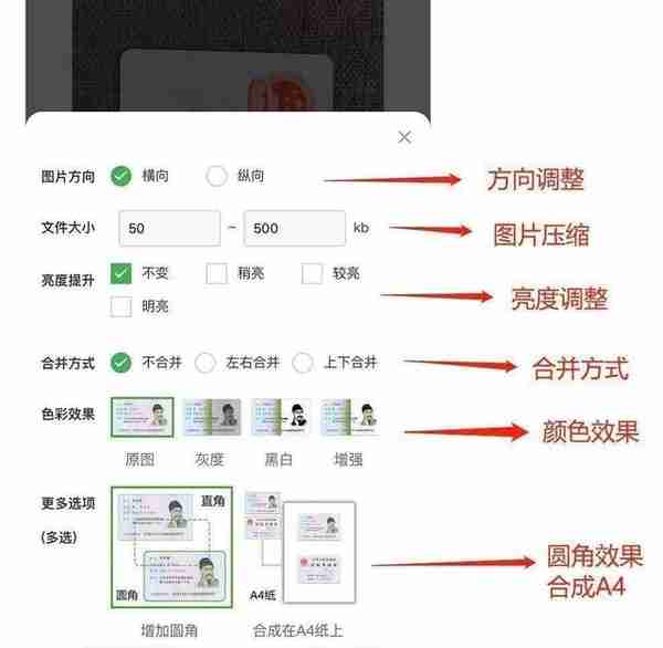 手机扫描身份证制作圆角效果，并一键生成复印件A4纸效果