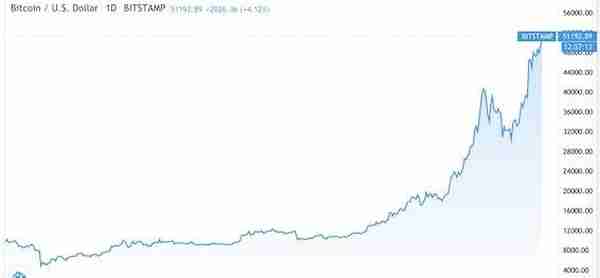 比特币从3800到5万美元，11个月疯狂反弹1200%