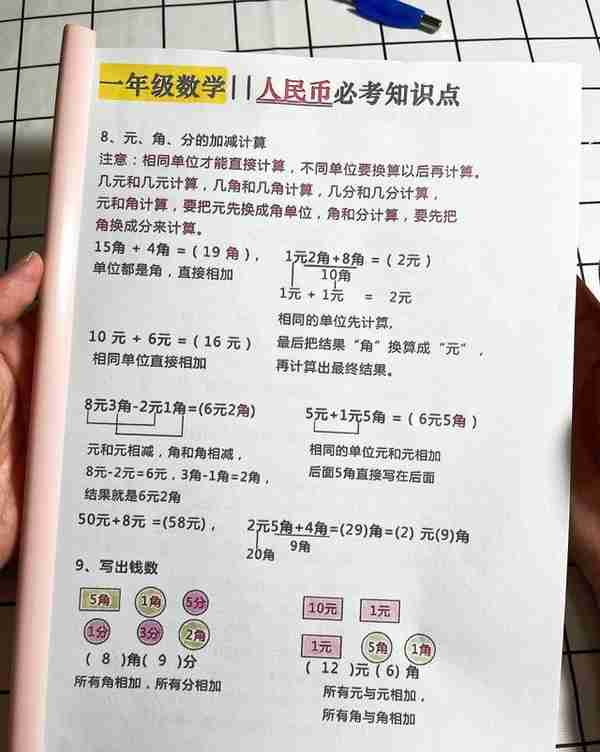 一年级数学下册《人民币的换算》考点汇总