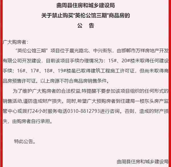 河北5市多个项目被通报！一地公告：禁止购买这处商品房