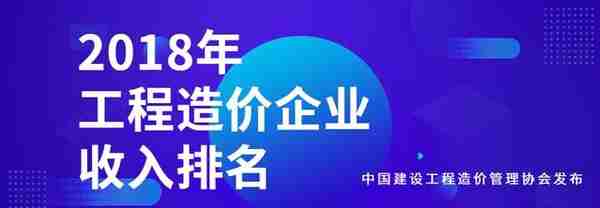 官方发布！2018年工程造价咨询企业收入排名！看看有你的公司吗？